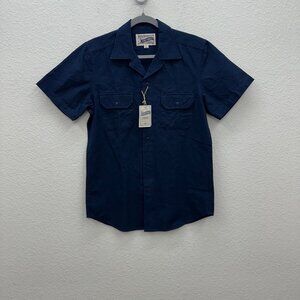 Schott Bros Blue Short Sleeve Ripstop Cotton Work Shirt SH2206 Mens sz Small NEW